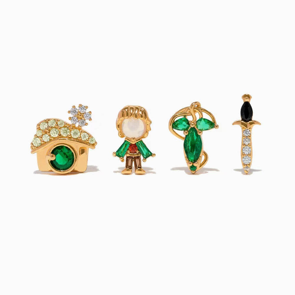 Lord of the Rings stud earrings set with zircon details