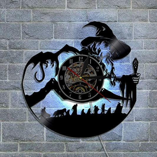 Lord of the Rings Wall Clock - Middle-earth Vinyl Record Decor - model and detail image 02