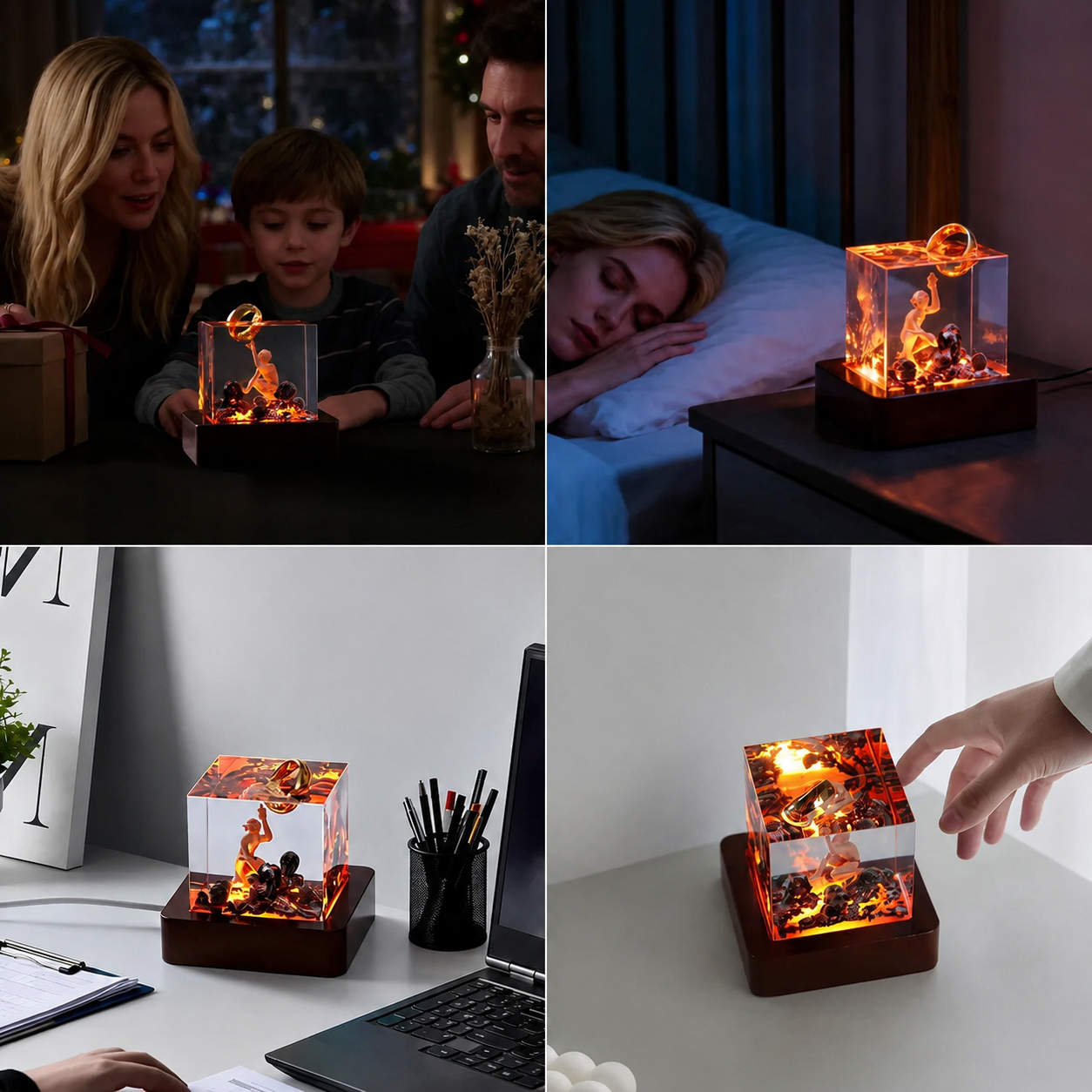 Gollum świecący resin display cube - Władca Pierścieni