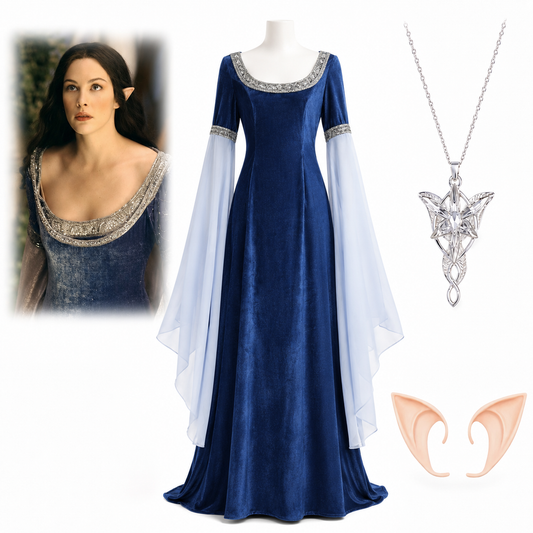 Arwen elven court dress costume with Evenstar necklace - view 1