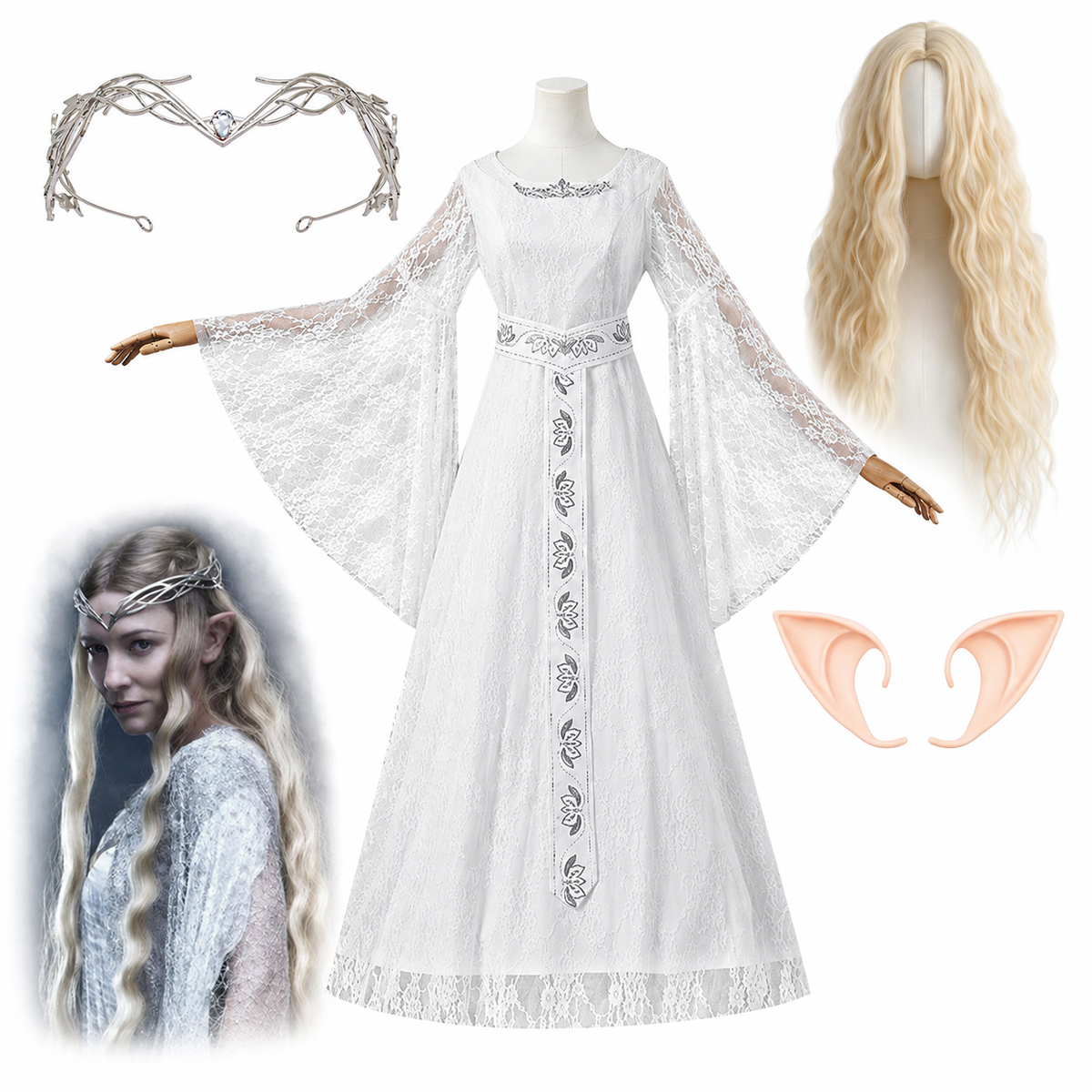 Kostýmový cosplay set Galadriel - Pán prstenů