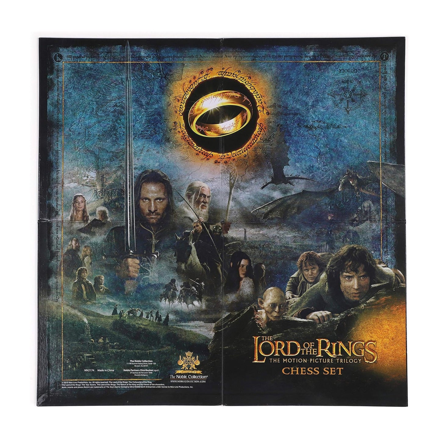 Middle-earth themed artwork and chessboard design details