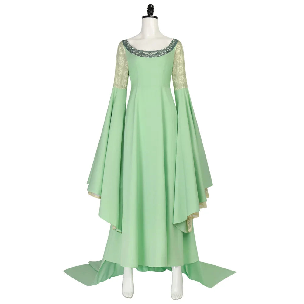 Arwen inspired Elven green dress cosplay costume details