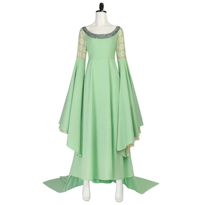 Arwen inspired Elven green dress cosplay costume details
