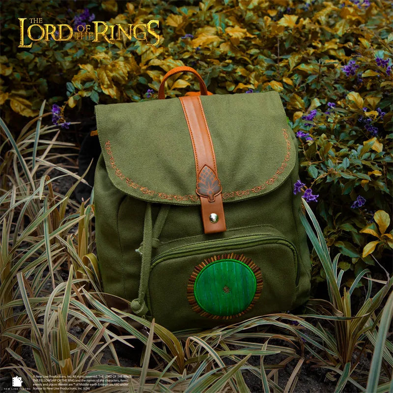 Hobbit inspired backpack Shire style detail