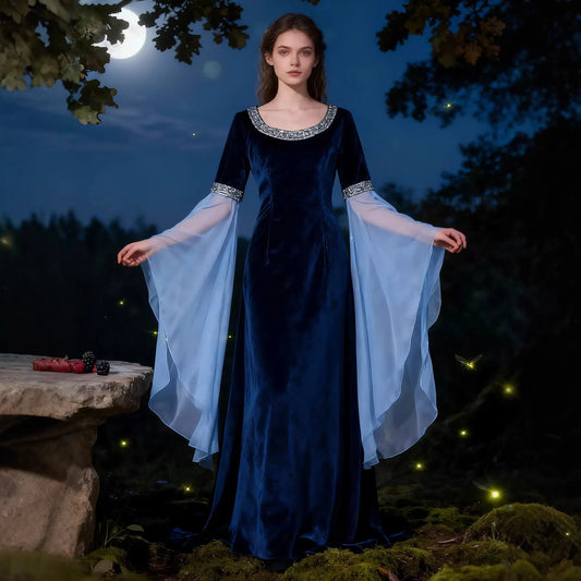 Arwen elven court dress costume with Evenstar necklace - view 2