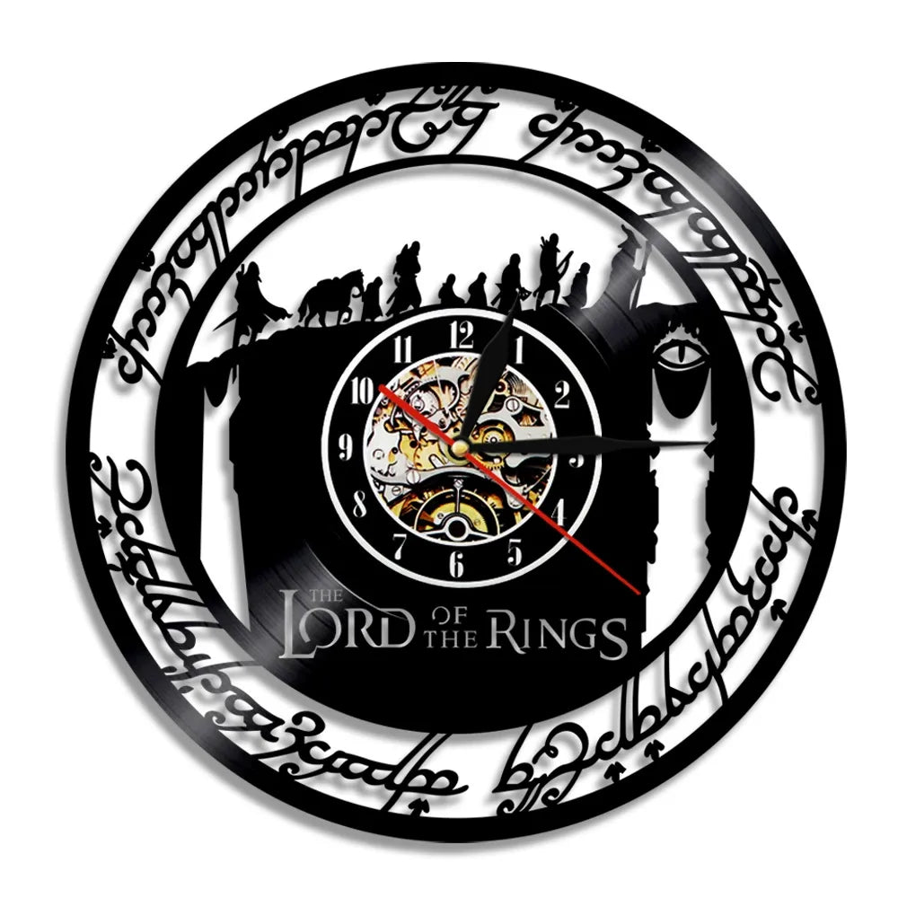 Lord of the Rings Wall Clock - Middle-earth Vinyl Record Decor - model and detail image 01