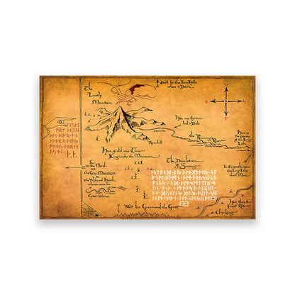 Lonely Mountain Map - unframed Middle-earth canvas print