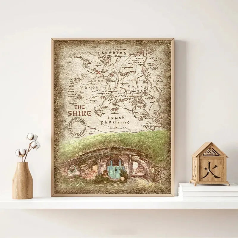 Realms of Middle-earth canvas print collection - display example; frame not included